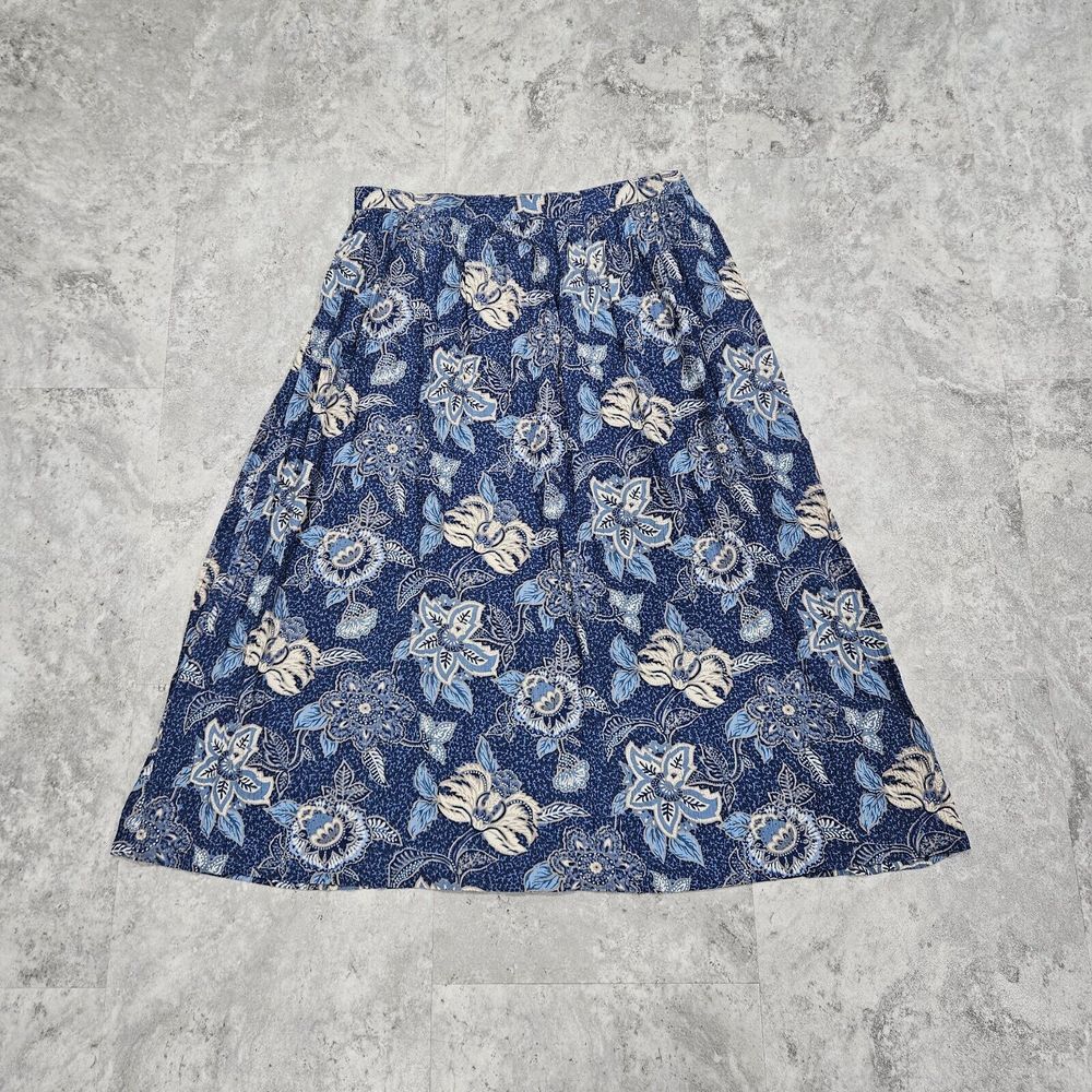 Vintage Alfred Dunner Womens‎ 16 A-Line Lightweight Skirt Floral Blue USA